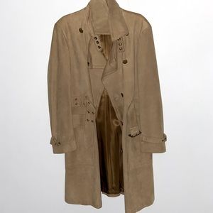 Custom made full suede leather Trench Coat L 1/1 Rare Find the space cowboy 🤠‌‍